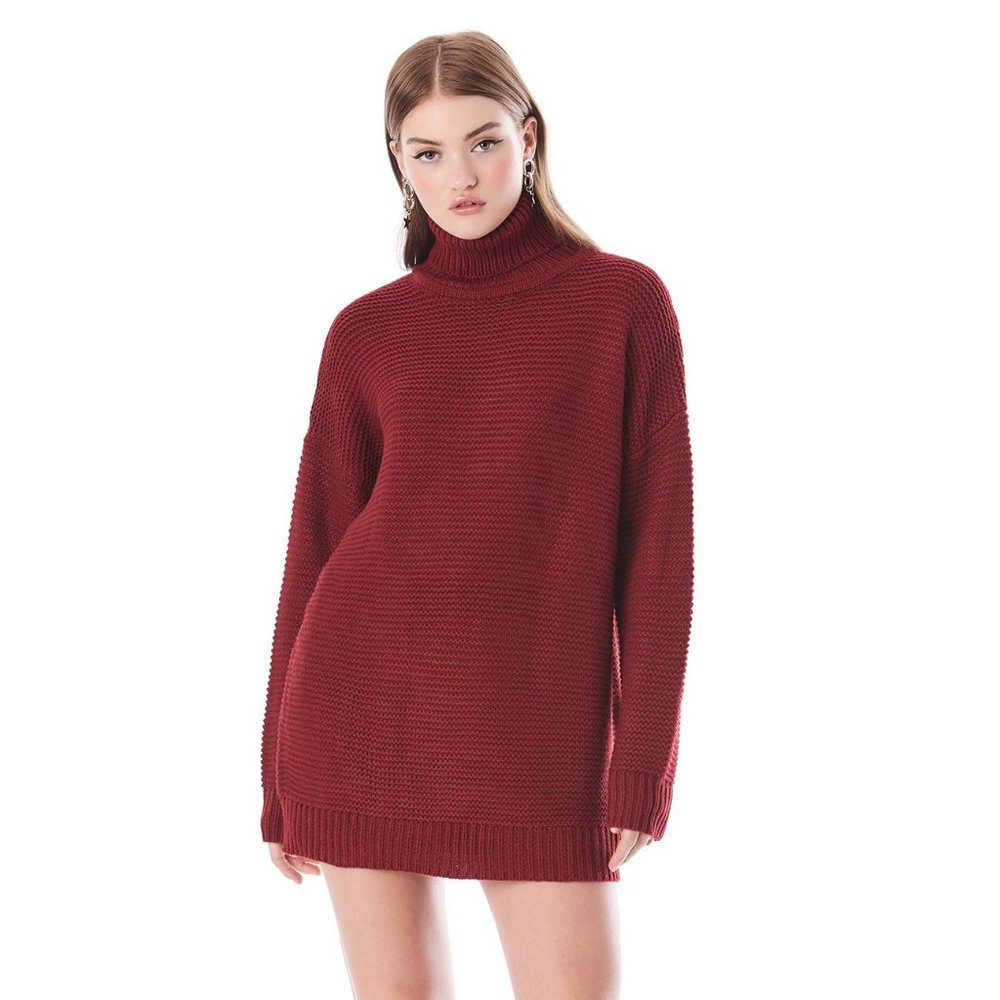 Carmar Burgundy Waffle Knit Turtle Neck Sweater